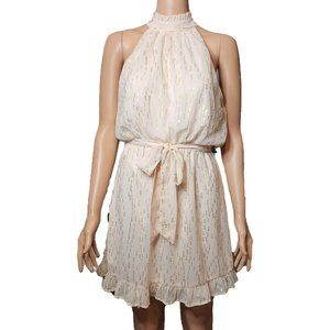 AQUA Halter Mini Dress NWT Pink & Gold Small